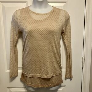 Lilith Paris Sz Large Beige Green Polka Dot Wool Blend Womens Knit Top Shirt Set